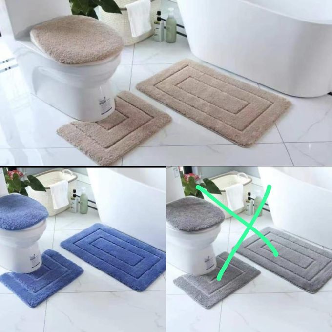 Deluxe 3-Piece Bathroom Mat Set – Thick, Soft & Super Absorbent Toilet Rugs, Non-Slip Backing, Cozy & Stylish Bath Mats (50×80 cm, 40×50 cm, 40×45 cm)