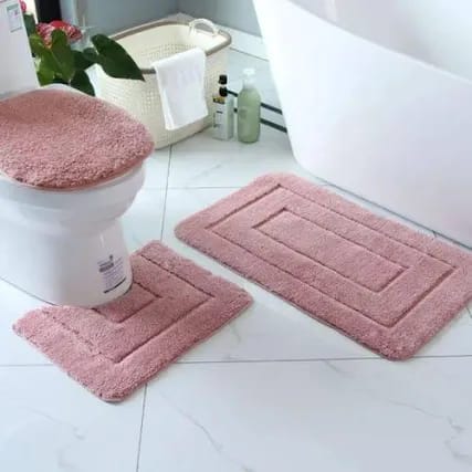 Deluxe 3-Piece Bathroom Mat Set – Thick, Soft & Super Absorbent Toilet Rugs, Non-Slip Backing, Cozy & Stylish Bath Mats (50×80 cm, 40×50 cm, 40×45 cm)