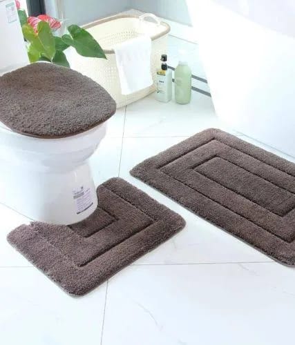 Deluxe 3-Piece Bathroom Mat Set – Thick, Soft & Super Absorbent Toilet Rugs, Non-Slip Backing, Cozy & Stylish Bath Mats (50×80 cm, 40×50 cm, 40×45 cm)
