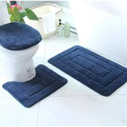 Deluxe 3-Piece Bathroom Mat Set – Thick, Soft & Super Absorbent Toilet Rugs, Non-Slip Backing, Cozy & Stylish Bath Mats (50×80 cm, 40×50 cm, 40×45 cm)