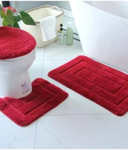 Deluxe 3-Piece Bathroom Mat Set – Thick, Soft & Super Absorbent Toilet Rugs, Non-Slip Backing, Cozy & Stylish Bath Mats (50×80 cm, 40×50 cm, 40×45 cm)