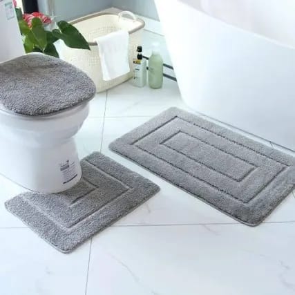 Deluxe 3-Piece Bathroom Mat Set – Thick, Soft & Super Absorbent Toilet Rugs, Non-Slip Backing, Cozy & Stylish Bath Mats (50×80 cm, 40×50 cm, 40×45 cm)