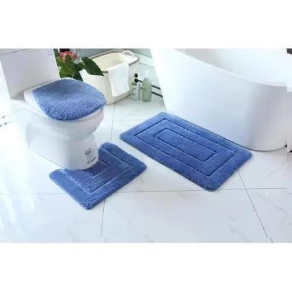 Deluxe 3-Piece Bathroom Mat Set – Thick, Soft & Super Absorbent Toilet Rugs, Non-Slip Backing, Cozy & Stylish Bath Mats (50×80 cm, 40×50 cm, 40×45 cm)