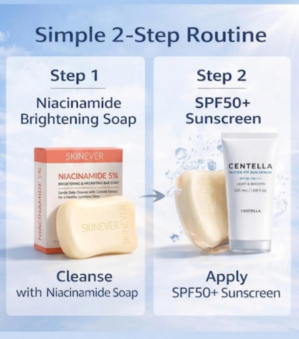 Niacinamide  Brightening Soap & SPF 50 Sunscreen Set.Fast Dark spots Remover [Discreet packaging]
