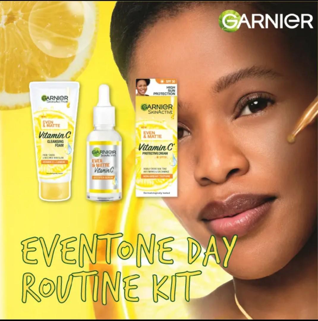 [ORIGINAL] Garnier Vitamin C Skin Care Set– Bye Acne, Remove Dark Marks & Get 7 Days Glow. Cleansing Foam 50ml, Serum 15ml and SPF 30 50ml.[DISCOUNTED]