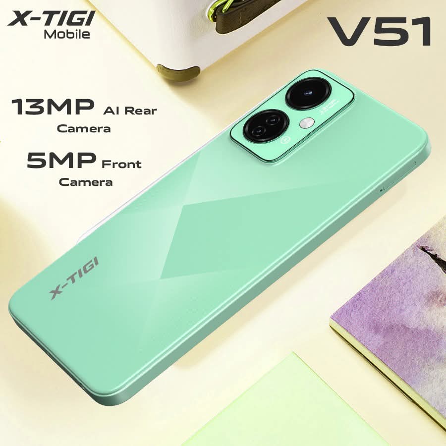 ON OFFER!! X- TIGI V51 128GB ROM + 4GB RAM (expandable), 13MP + 8MP, 8.9mm ultra thin design, 6.6'' QHD DISPLAY, DUAL SIM, SIDE FINGERPRINT, DUAL SIM, TYPE C, 2YRS WARRANTY. ANDROID SMARTPHONE,