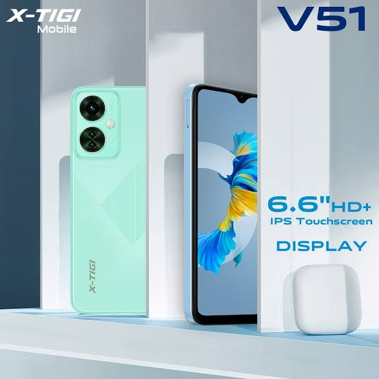 ON OFFER!! X- TIGI V51 128GB ROM + 4GB RAM (expandable), 13MP + 8MP, 8.9mm ultra thin design, 6.6'' QHD DISPLAY, DUAL SIM, SIDE FINGERPRINT, DUAL SIM, TYPE C, 2YRS WARRANTY. ANDROID SMARTPHONE,