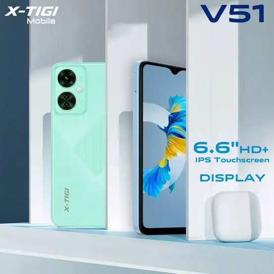 ON OFFER!! X- TIGI V51 128GB ROM + 4GB RAM (expandable), 13MP + 8MP, 8.9mm ultra thin design, 6.6'' QHD DISPLAY, DUAL SIM, SIDE FINGERPRINT, DUAL SIM, TYPE C, 2YRS WARRANTY. ANDROID SMARTPHONE,