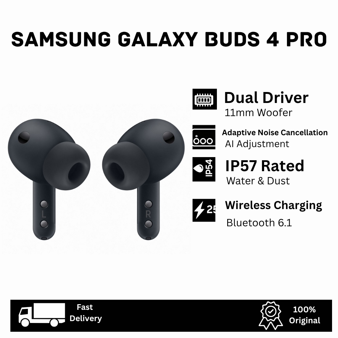 [New Arrival] Samsung Galaxy Buds4 Pro Earbuds 11mm Woofer 5.5mm Planar Tweeter Adaptive Noise Cancellation ANC AI-Enhanced Mic IP57 Wireless Charging Bluetooth 6.1 360 Audio Earphones Buds 4 Pro