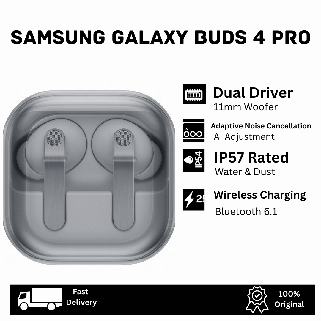 [New Arrival] Samsung Galaxy Buds4 Pro Earbuds 11mm Woofer 5.5mm Planar Tweeter Adaptive Noise Cancellation ANC AI-Enhanced Mic IP57 Wireless Charging Bluetooth 6.1 360 Audio Earphones Buds 4 Pro