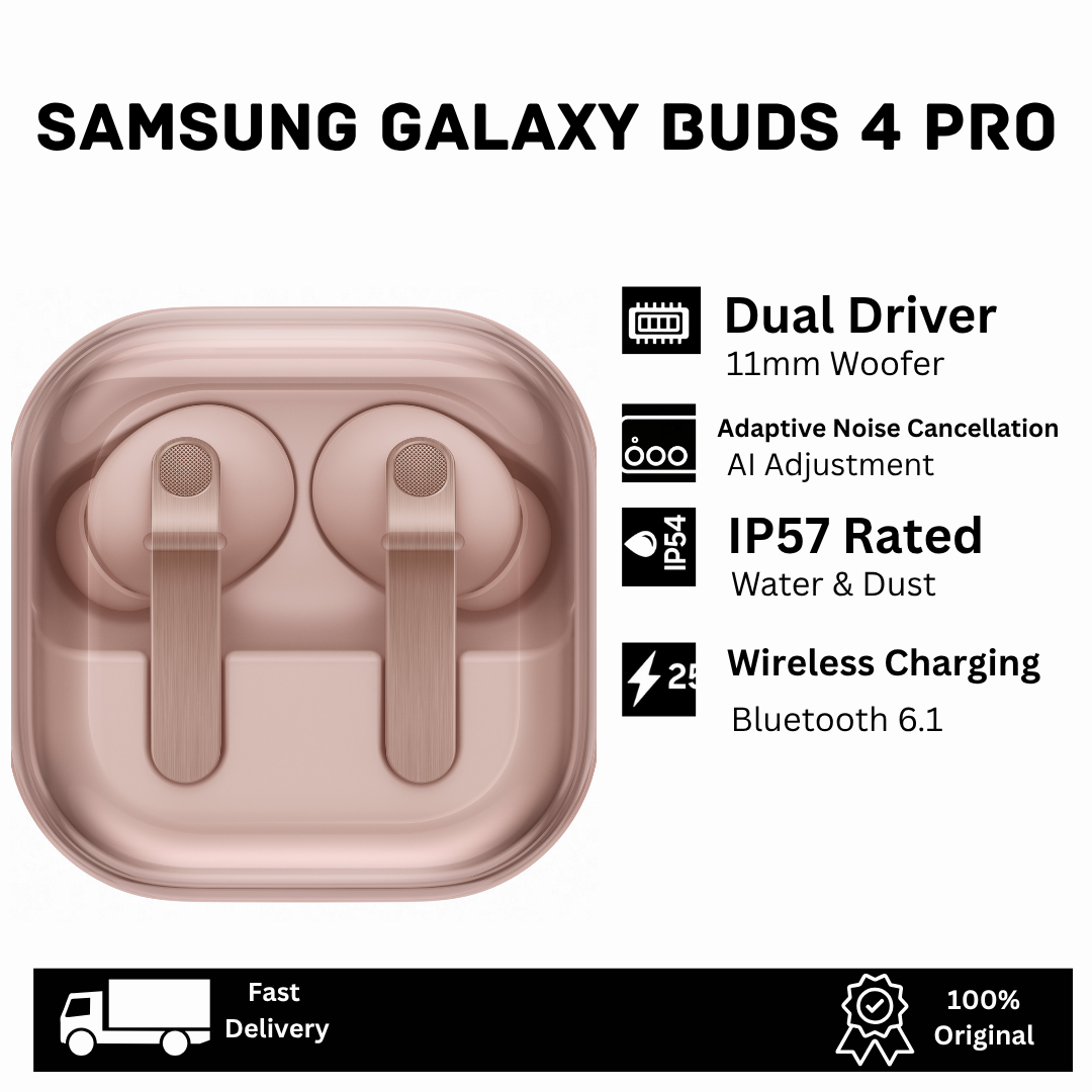 [New Arrival] Samsung Galaxy Buds4 Pro Earbuds 11mm Woofer 5.5mm Planar Tweeter Adaptive Noise Cancellation ANC AI-Enhanced Mic IP57 Wireless Charging Bluetooth 6.1 360 Audio Earphones Buds 4 Pro