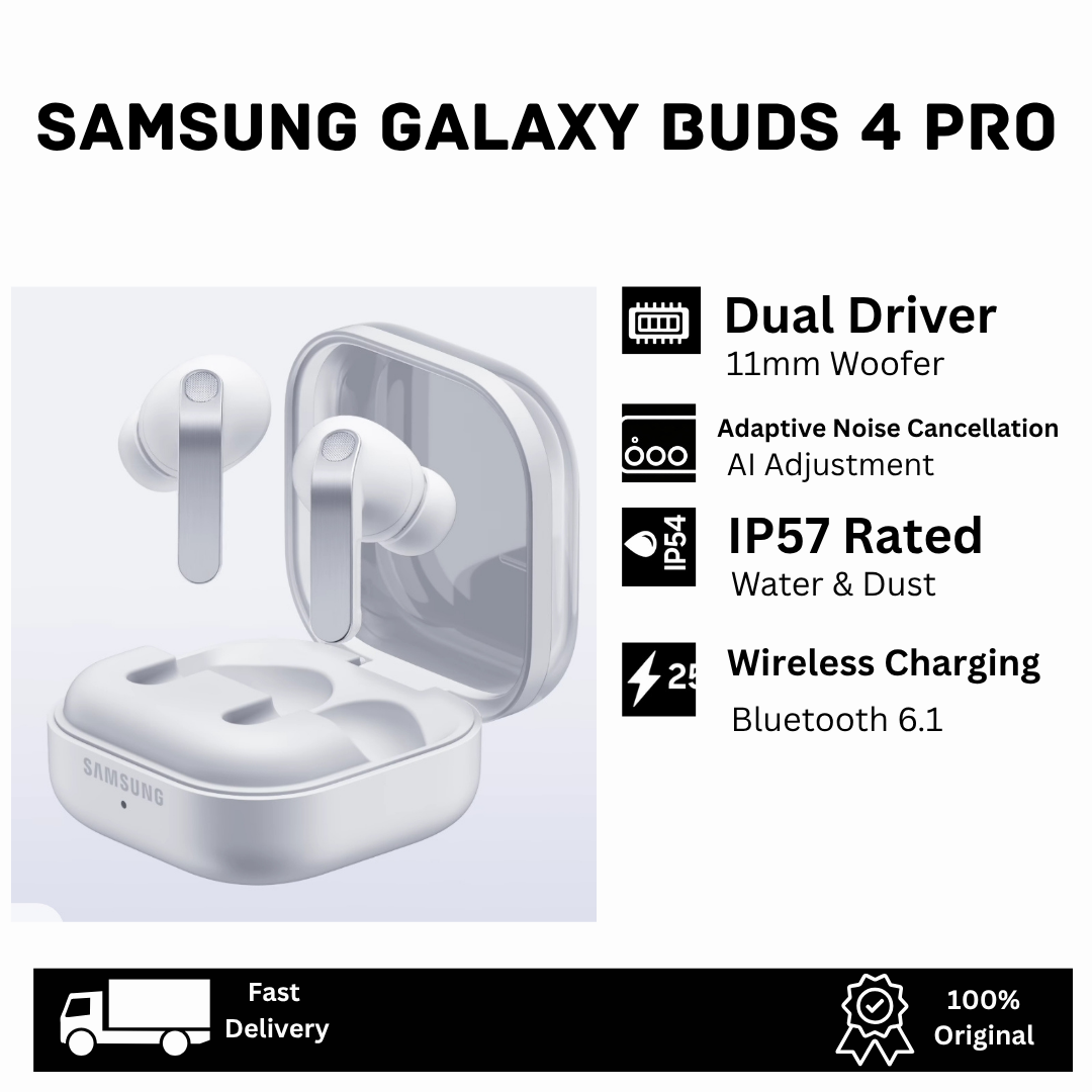 [New Arrival] Samsung Galaxy Buds4 Pro Earbuds 11mm Woofer 5.5mm Planar Tweeter Adaptive Noise Cancellation ANC AI-Enhanced Mic IP57 Wireless Charging Bluetooth 6.1 360 Audio Earphones Buds 4 Pro
