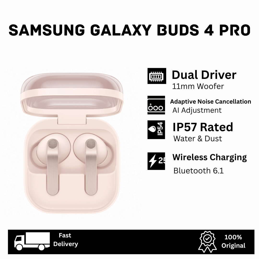 [New Arrival] Samsung Galaxy Buds4 Pro Earbuds 11mm Woofer 5.5mm Planar Tweeter Adaptive Noise Cancellation ANC AI-Enhanced Mic IP57 Wireless Charging Bluetooth 6.1 360 Audio Earphones Buds 4 Pro