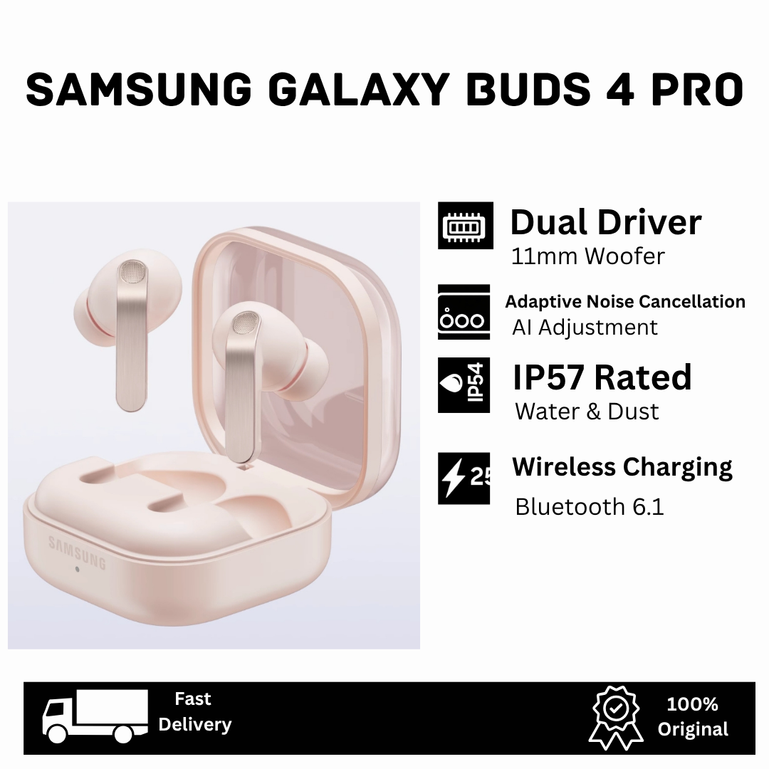 [New Arrival] Samsung Galaxy Buds4 Pro Earbuds 11mm Woofer 5.5mm Planar Tweeter Adaptive Noise Cancellation ANC AI-Enhanced Mic IP57 Wireless Charging Bluetooth 6.1 360 Audio Earphones Buds 4 Pro