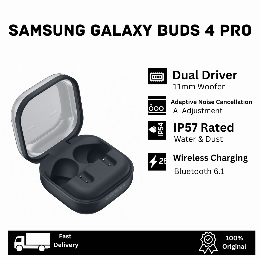 [New Arrival] Samsung Galaxy Buds4 Pro Earbuds 11mm Woofer 5.5mm Planar Tweeter Adaptive Noise Cancellation ANC AI-Enhanced Mic IP57 Wireless Charging Bluetooth 6.1 360 Audio Earphones Buds 4 Pro
