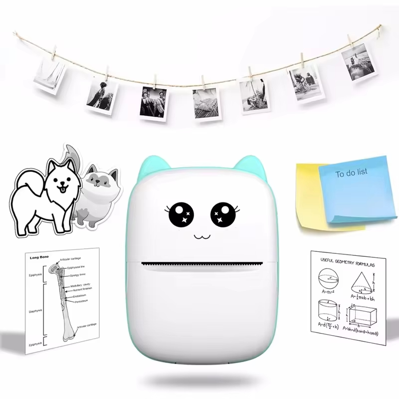 Portable thermal printer mini cat print photo pocket thermal label printer 58mm printing wireless Bluetooth Android iOS printers