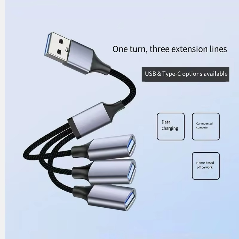 USB HUB Splitter 3-In-1 Gaming Computer Office Acessories USB Expansion Port Cable Laptop Keyboard Mouse Interface Cable