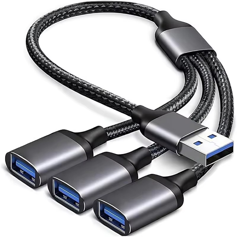 USB HUB Splitter 3-In-1 Gaming Computer Office Acessories USB Expansion Port Cable Laptop Keyboard Mouse Interface Cable