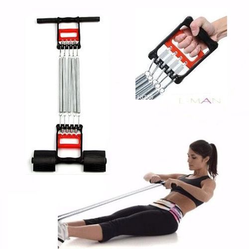 3-in-1 Chest Expander with 5 Detachable Springs | Chest Pull Exerciser with Built-in Hand Gripper & Tummy Trimmer | Multifunction Home Gym Fitness Tool for Men & Women