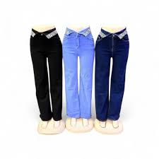 4-Pack Premium Women’s High-Quality Mummy Jeans, Stylish Straight Fit Denim Trousers, Multifunctional Casual Wear – Royal Blue