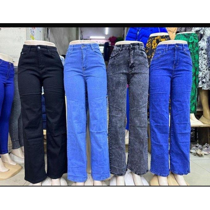 4-Pack Premium Women’s High-Quality Mummy Jeans, Stylish Straight Fit Denim Trousers, Multifunctional Casual Wear – Royal Blue