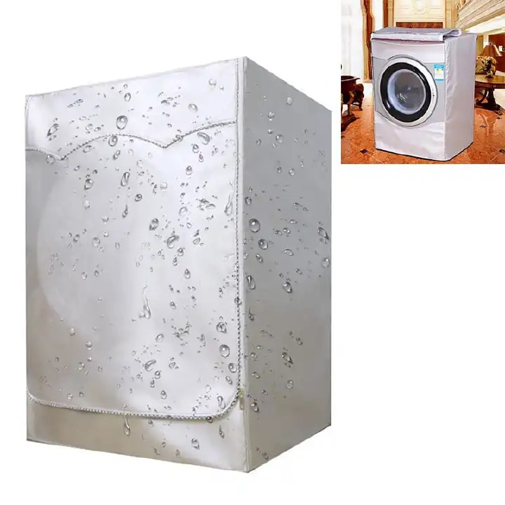 High Quality Front load Washing Machine Cover Waterproof/Dustproof -Fits Upto 12kg ◀️Silver Colour ◀️Zipper Style ◀️85*60*65cm(Fits Upto 10kgs)