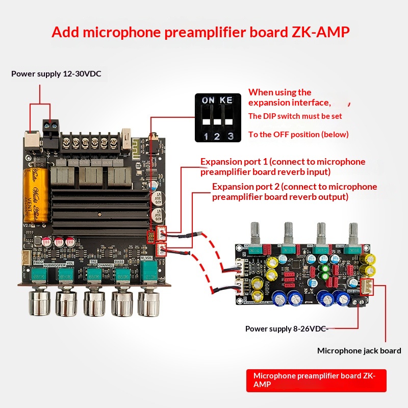 Dual TPA3221 Chip 2.1 Channel Bluetooth Digital Power Amplifier Board, 100W*2+200W Independent Treble & Bass Adjustment, Support AUX/USB Drive/Sound Card, DIY Audio Amplifier Module for Home Theater