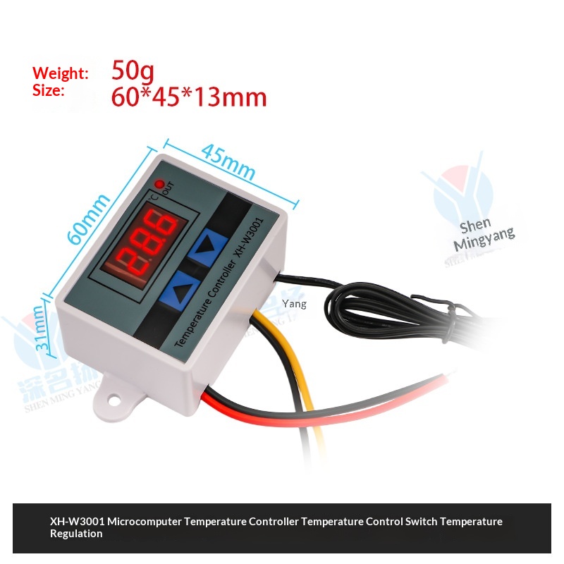 XH-W3001 LCD Digital Temperature Controller, High Precision Intelligent Thermostat, Temperature Control Switch for Incubation, Breeding & Greenhouse, Heating & Cooling Dual Control Module