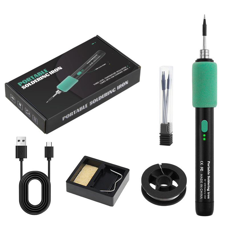 Portable Cordless Soldering Iron Kit, 3-Gear Temperature Adjustable Rechargeable Lithium Welding Pen, Full Set with Storage Case for Home Electronics Repair & DIY