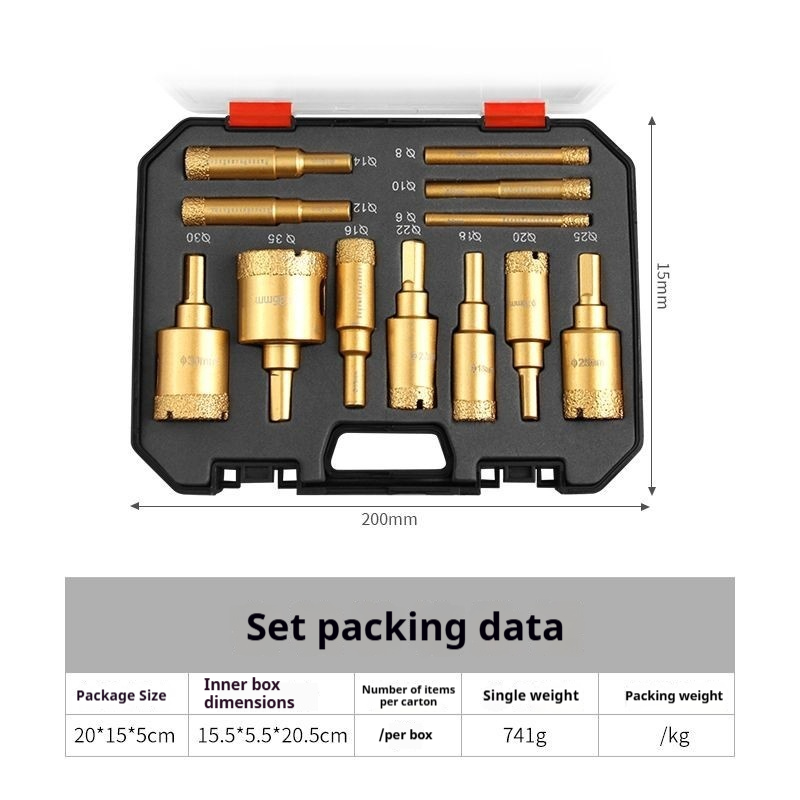 12PCS Brazed Diamond Hole Saw Drill Bit Set, 6mm-35mm Full Size for Tile, Marble, Glass, Granite, Ceramic Dry Drilling Kit with Storage Case