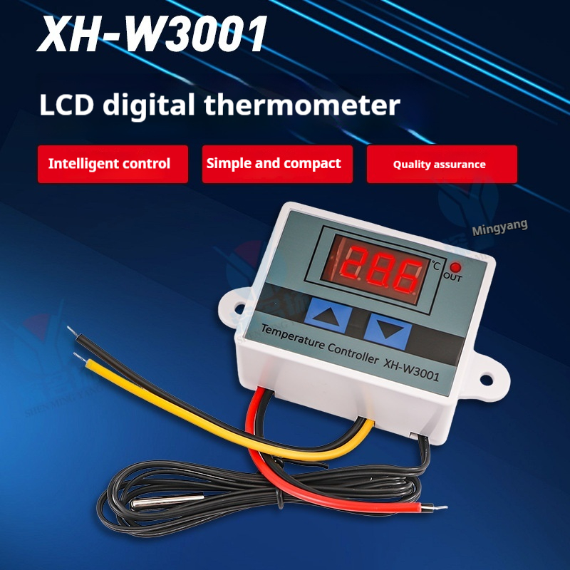 XH-W3001 LCD Digital Temperature Controller, High Precision Intelligent Thermostat, Temperature Control Switch for Incubation, Breeding & Greenhouse, Heating & Cooling Dual Control Module