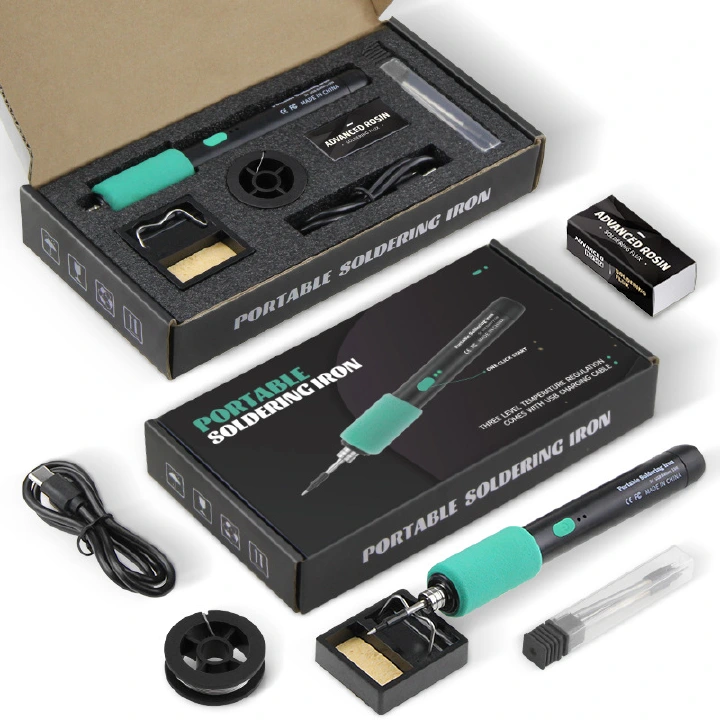 Portable Cordless Soldering Iron Kit, 3-Gear Temperature Adjustable Rechargeable Lithium Welding Pen, Full Set with Storage Case for Home Electronics Repair & DIY