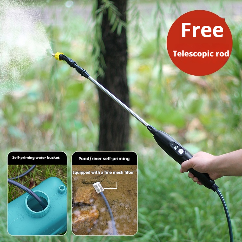 Rechargeable Handheld Electric Spray Gun, Long Pole Watering Sprayer for Garden Plants, High-pressure Electric Watering Can for Home & Outdoor Use