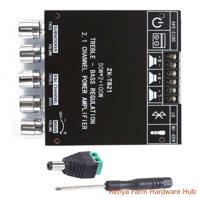 【 Imported from the UK 】 ZK-TB21 Bluetooth 5.0 amplifier board TPA3116D2 chip 2.1 channel 50W × 2+100W high and low frequency adjustment subwoofer output