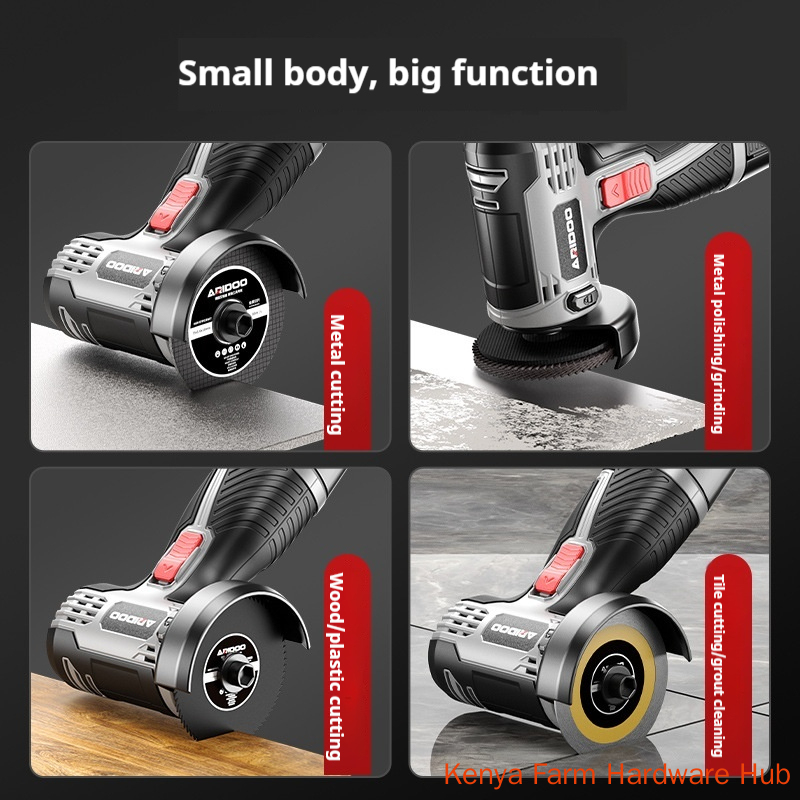 【 8-piece set 】 German Airshield Mini Charging Angle Grinder Wireless Lithium Long Range Battery Digital Display Household Small Handheld Cutting Machine Ceramic Tile Metal Polishing and Polishing