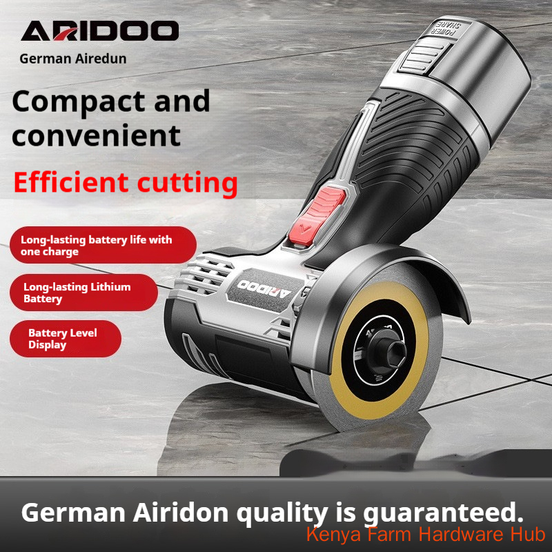 【 8-piece set 】 German Airshield Mini Charging Angle Grinder Wireless Lithium Long Range Battery Digital Display Household Small Handheld Cutting Machine Ceramic Tile Metal Polishing and Polishing