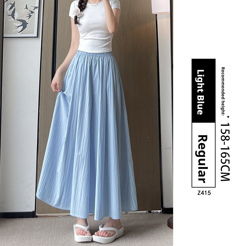 New Texture Ice Silk Half length Skirt with Elastic Waist for Thinning and Cropping, A-line Large Swing, Long Yamamoto Style Umbrella Skirt
