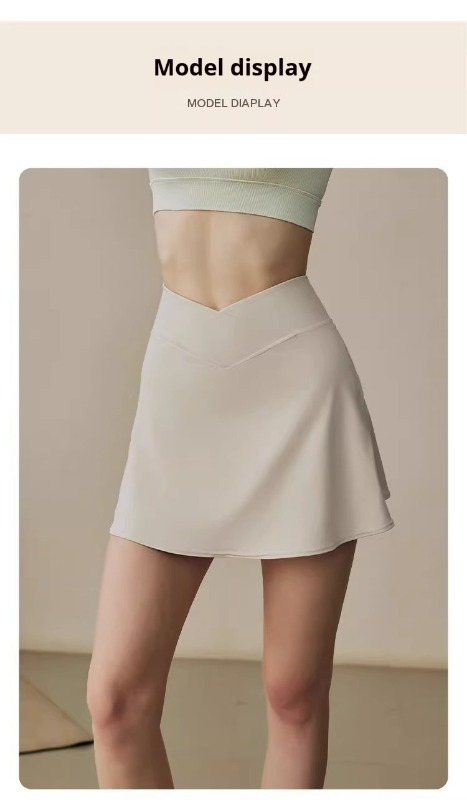High-waisted anti-exposure sports skirt pants for women, summer quick-drying slim-fitting with pockets, suitable for yoga, fitness, running, and casual wear, short skirt