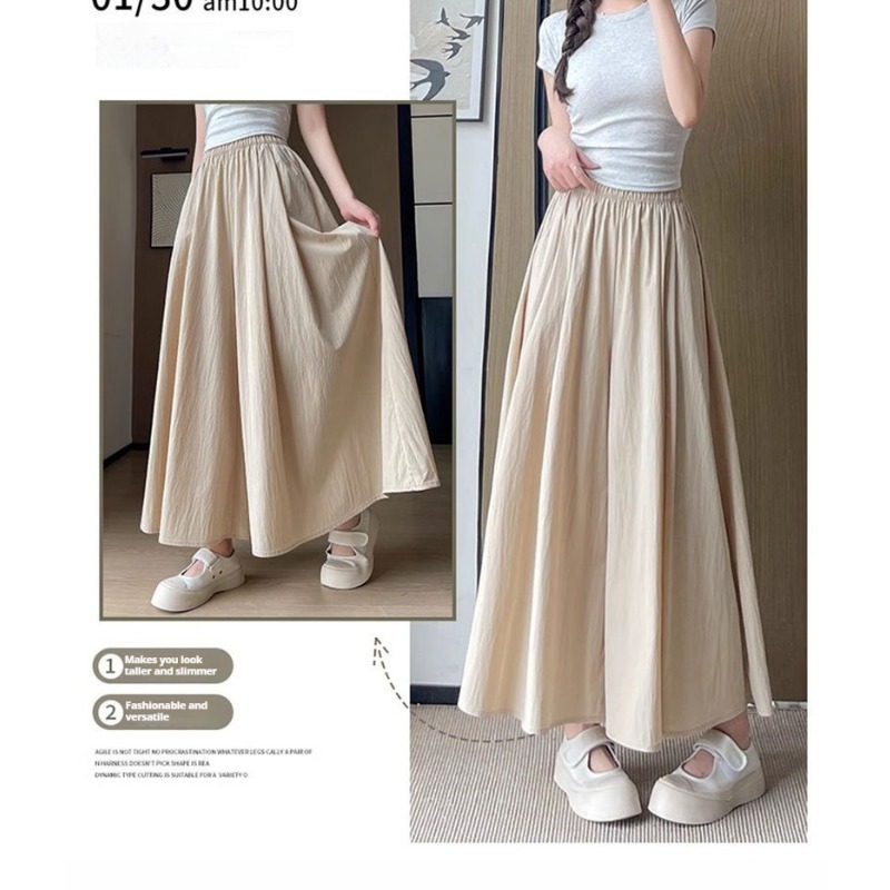New Texture Ice Silk Half length Skirt with Elastic Waist for Thinning and Cropping, A-line Large Swing, Long Yamamoto Style Umbrella Skirt