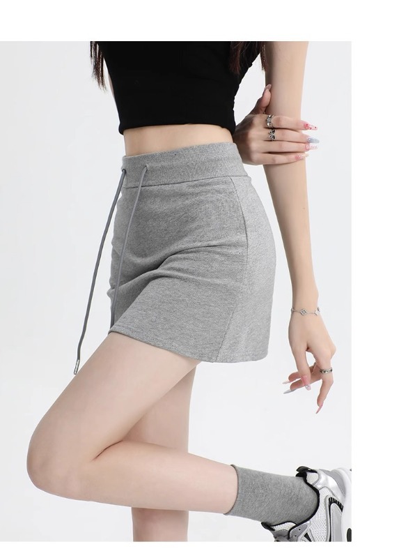 Summer high-waisted slimming and hip-covering A-line anti-leakage casual sports short skirt
