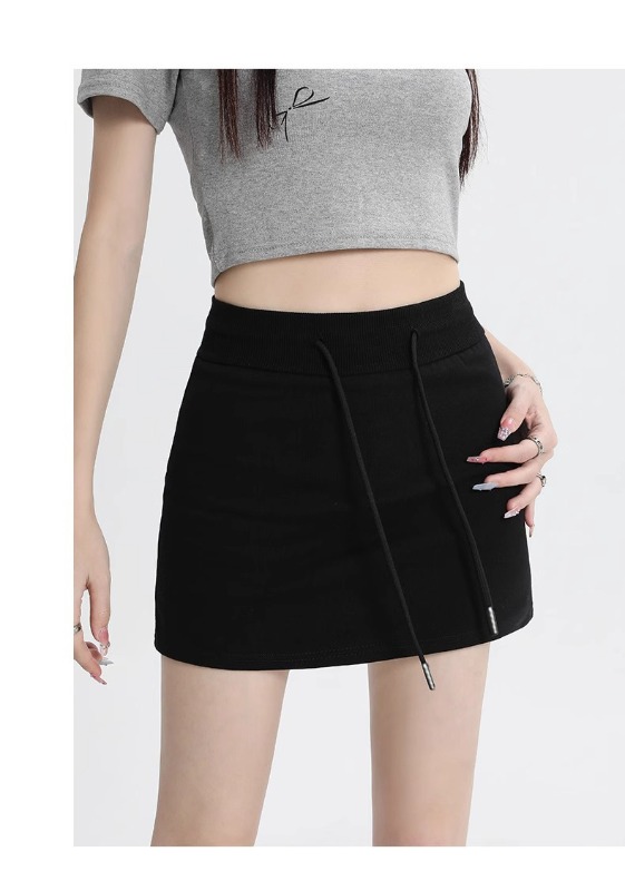 Summer high-waisted slimming and hip-covering A-line anti-leakage casual sports short skirt
