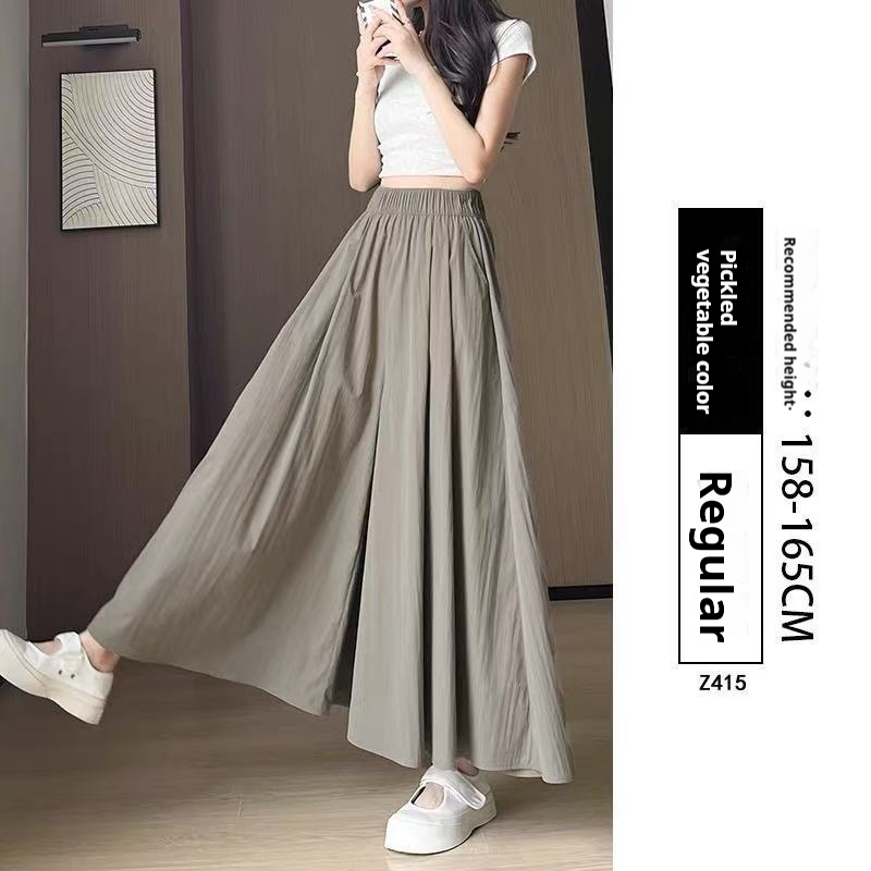 New Texture Ice Silk Half length Skirt with Elastic Waist for Thinning and Cropping, A-line Large Swing, Long Yamamoto Style Umbrella Skirt