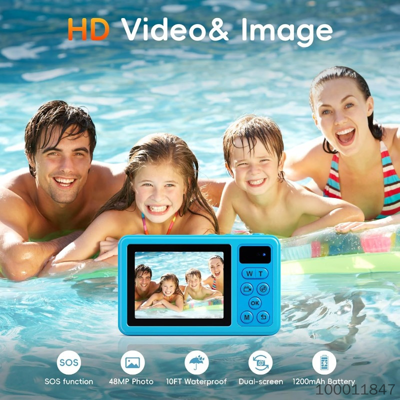 Digital Camera, Yixinxin Underwater Camera 4K 64MP Autofocus Dual-Screen Selfie with 32GB Card 33FT Waterproof Camera for Snorkeling Point and Shoot Digital