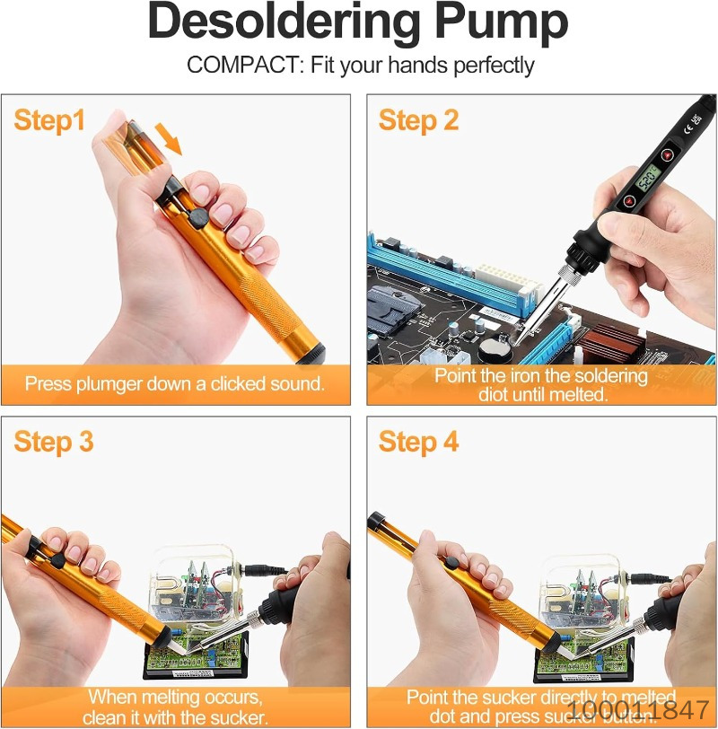 Soldering Iron Kit 80W LCD Adjustable Temperature 180-520°C, 15 in 1 Electric Soldering Iron Kit Welding Tool, Solder Wire, 5 Soldering Tips, Desoldering Pump, Wire Stripper Cutter, Stand, Tweezer