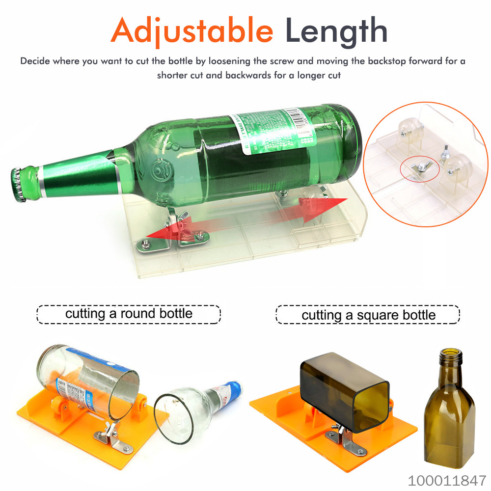 【 Lowest Price 】 Dual purpose glass bottle cutter with adjustable length for cutting round bottles and square bottles, DIY handmade vase tool, environmentally friendly ABS glass knife