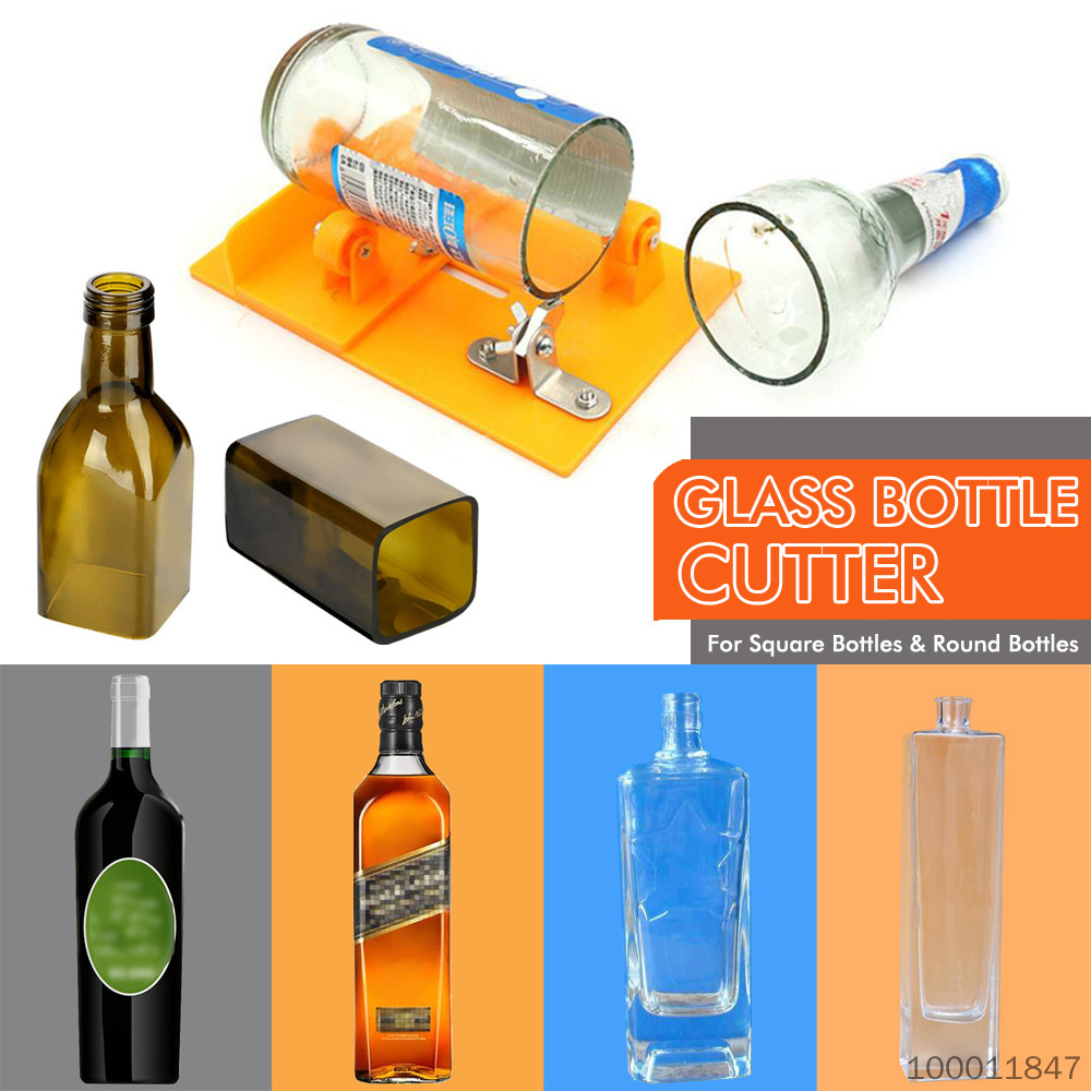 【 Lowest Price 】 Dual purpose glass bottle cutter with adjustable length for cutting round bottles and square bottles, DIY handmade vase tool, environmentally friendly ABS glass knife