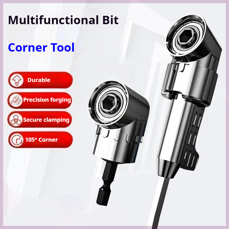 105 ° electric drill screwdriver head corner tool, long and short corner screwdriver adapter tool, home woodworking narrow space blind spot screw disassembly and assembly artifact