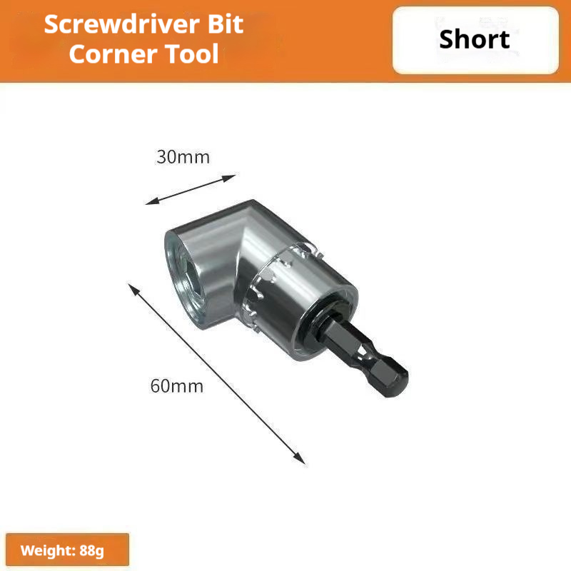 105 ° electric drill screwdriver head corner tool, long and short corner screwdriver adapter tool, home woodworking narrow space blind spot screw disassembly and assembly artifact