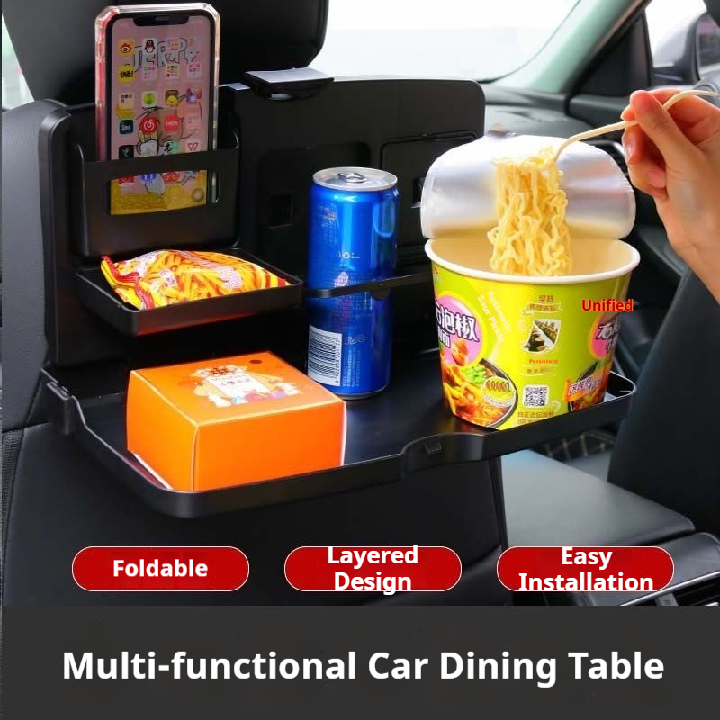Multi functional foldable car seat back dining table, car beverage holder, computer desk for car self driving tours