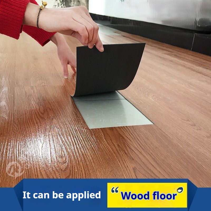 Thickened waterproof and wear-resistant one tear adhesive flame retardant household self-adhesive wood grain floor tile PVC floor leather 5-piece stone plastic waterproof anti slip floor mat